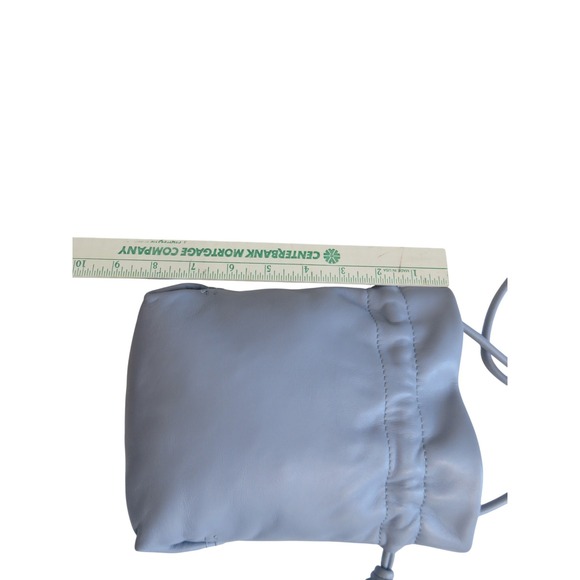 J. Crew Lisbon Blue Leather Crossbody Bag Mini Drawstring Pouch Purse Handbag - Picture 8 of 9